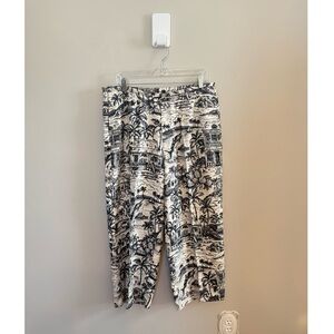 Kahala • Vintage 100% Silk Beachy Novelty Print Pant‎ Pockets Resortwear Summer